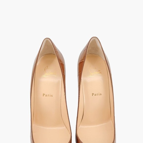 Christian Louboutin Kate 100 Pumps EU 40 US 10 Brown Alligator Croc High Heel - Picture 4 of 9